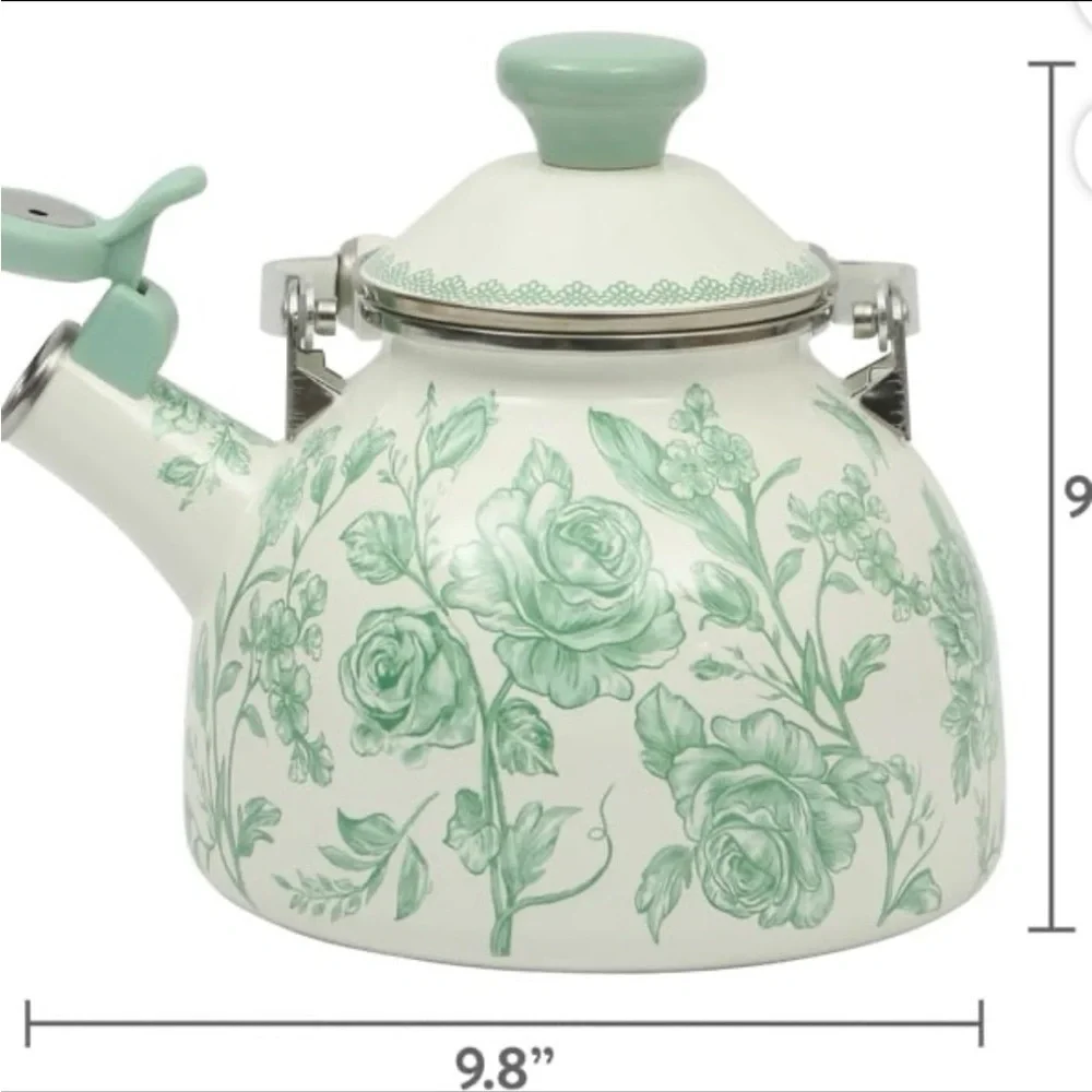 The Pioneer Woman Agatha Enamel on Steel 2.0-Quart Whistling Tea Kettle Pot,